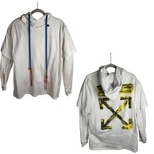 Off-White Virgil Abloh Hoodie Arrows Double Tee Medium White OMAB033F19185010